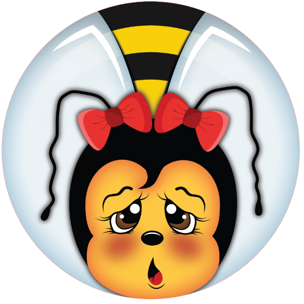 Bee head with bows and wings