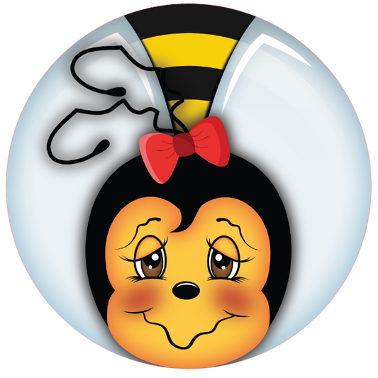 Bee wearing a red bow