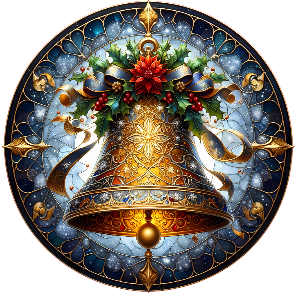 Decorative bell with floral elements on a white background