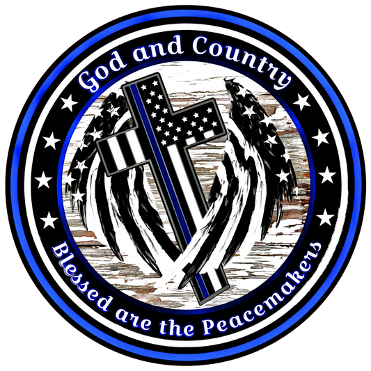  'God and Country' text, American flag, and heart symbol 