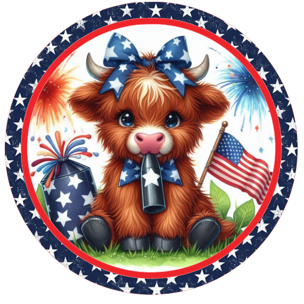Cute cow with patriotic decorations 