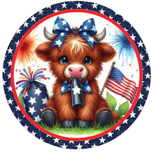 Cute cow with patriotic decorations 