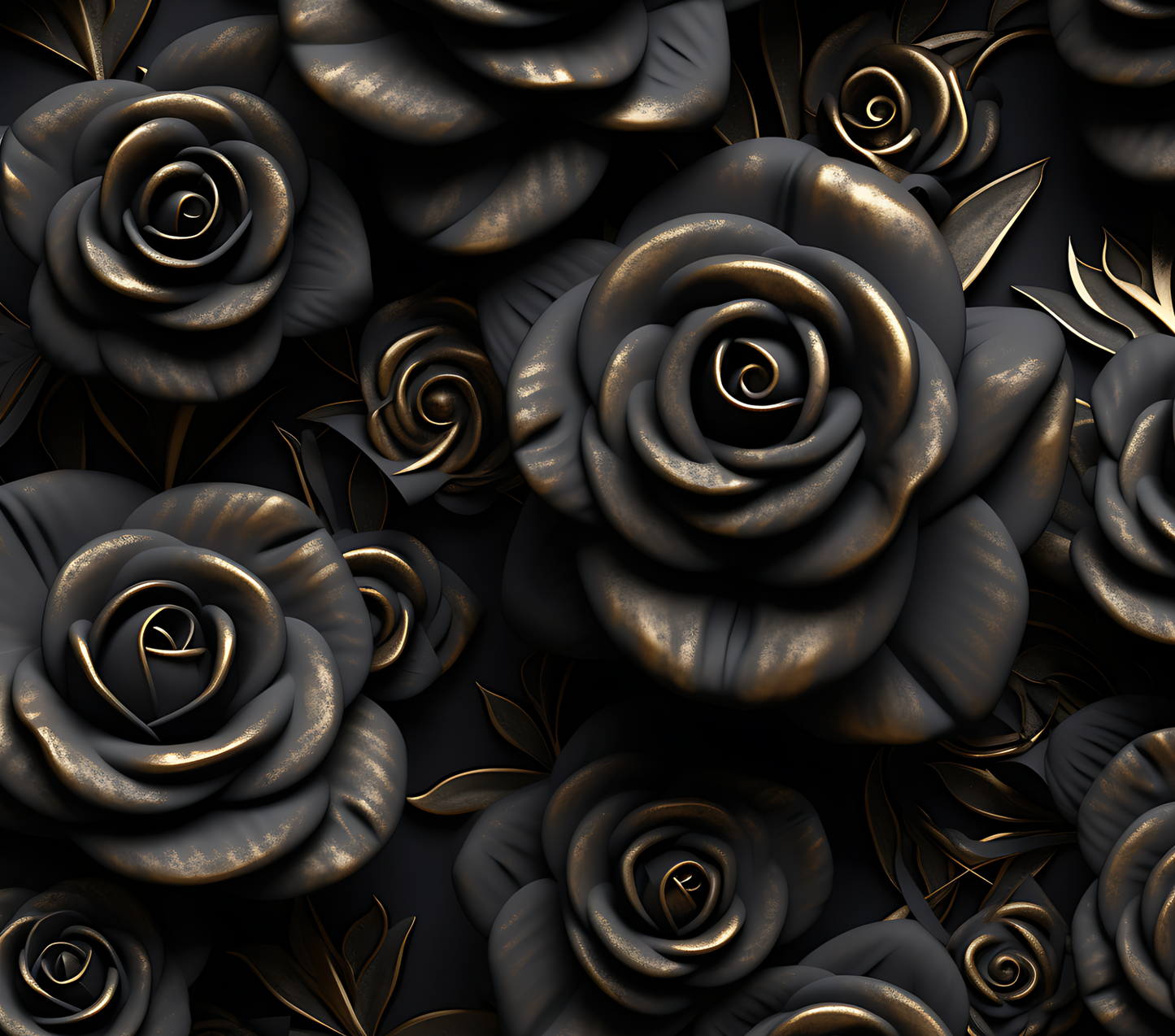 Black and gold metallic roses 