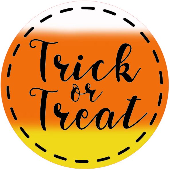 'Trick or Treat' text on an orange to yellow gradient background
