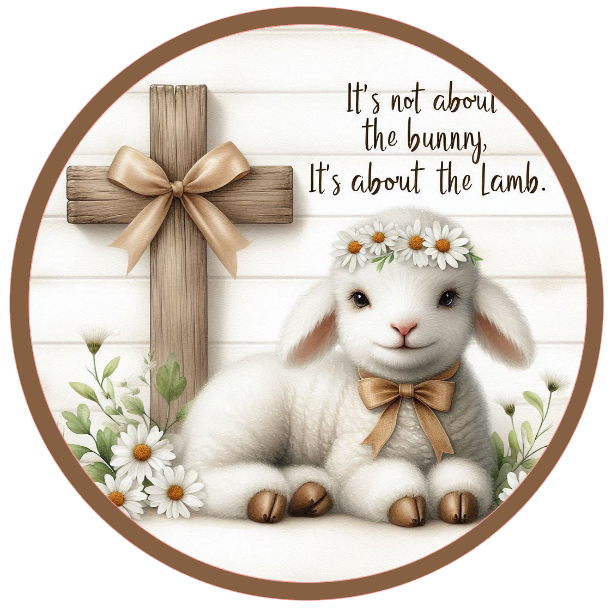 Lamb, cross, and text it's about the lamb