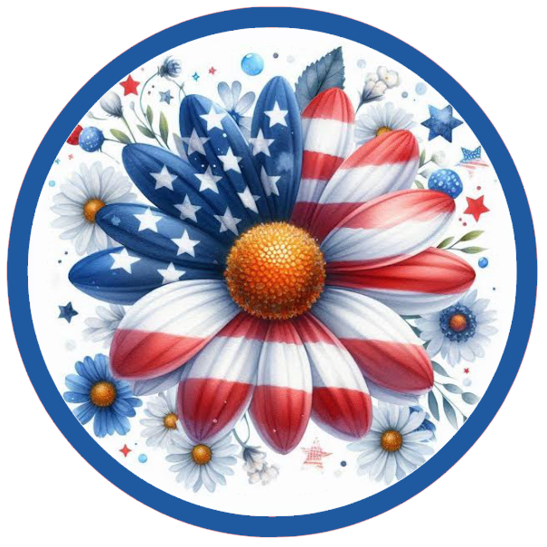 Daisy flower with American flag colors 