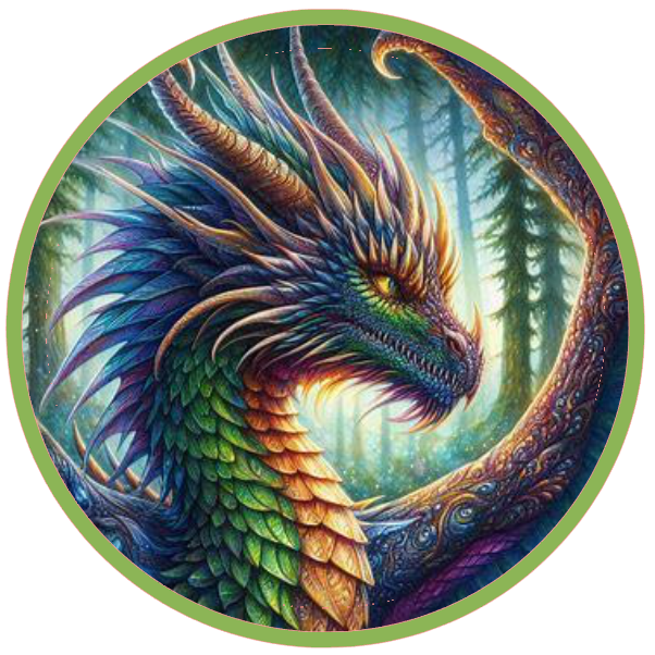 Colorful dragon with spikes in the forest