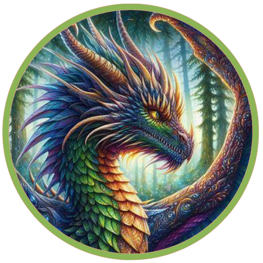 Colorful dragon with spikes in the forest
