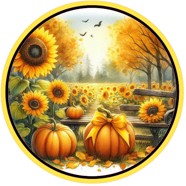 Sunflowers and pumpkins