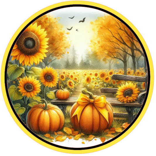 Sunflowers and pumpkins