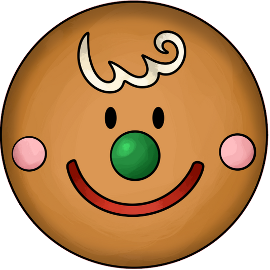 round metal wreath sign gingerbread man face