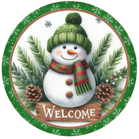 Snowman and pine cones on a white background