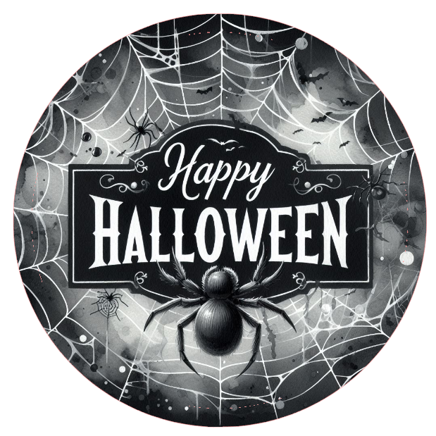 Halloween spider and web with happy halloween