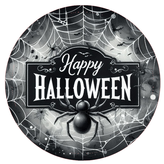 Halloween spider and web with happy halloween