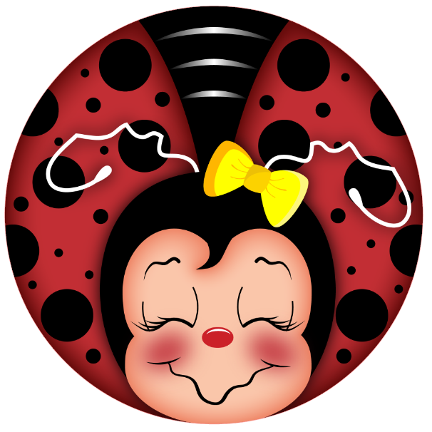 Ladybug face wearing a yellow bow 