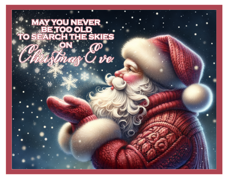Illustration of Santa Claus with a Christmas Eve message 
