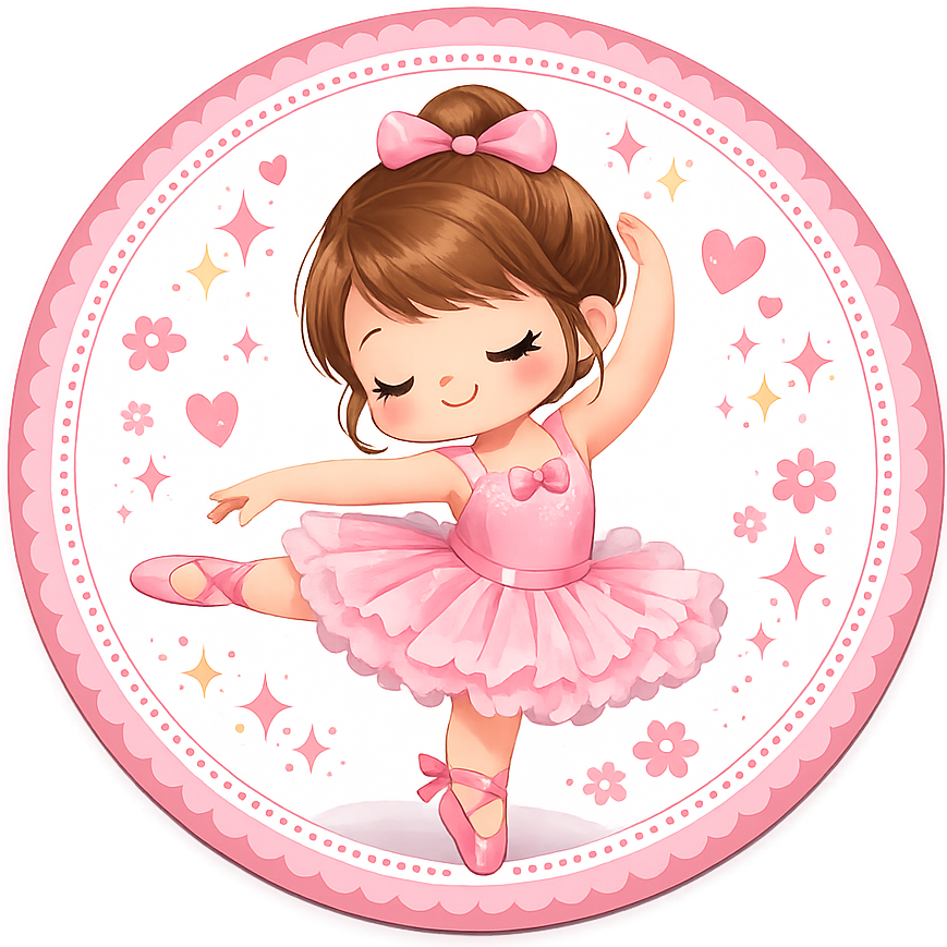 Round metal wreath sign featuring a pink themed little girl ballerina by Monkey's Creations.