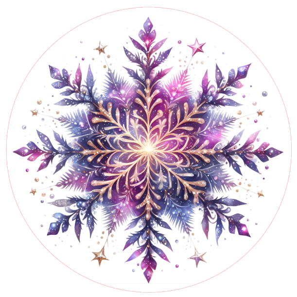 Colorful snowflake design on a white background