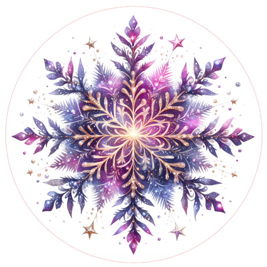 Colorful snowflake design on a white background