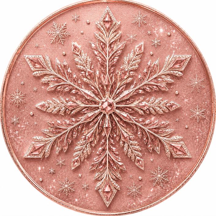 Round metal wreath sign with a rose gold jewel snowflake by Monkey's Creations. 