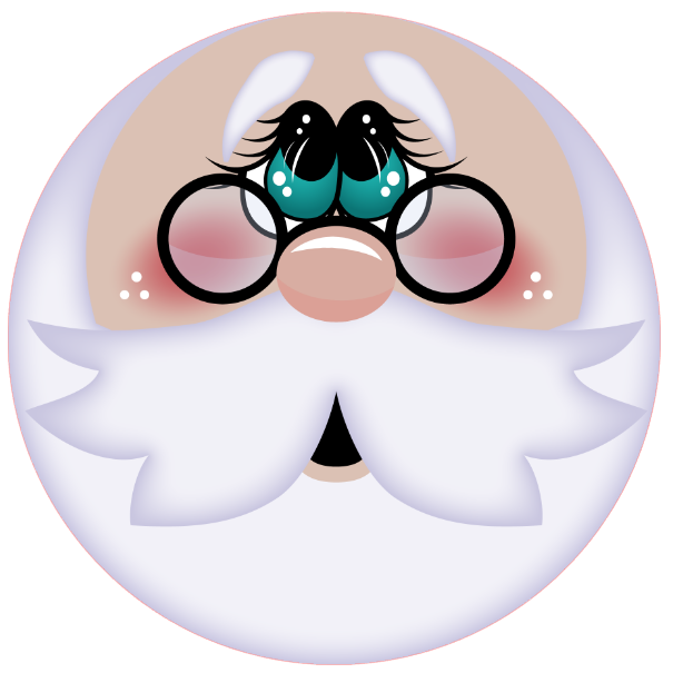 Cartoon Santa Claus face with glasses