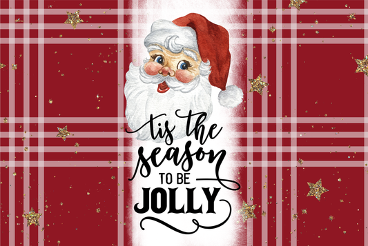 Santa Claus with 'tis the season to be jolly text 