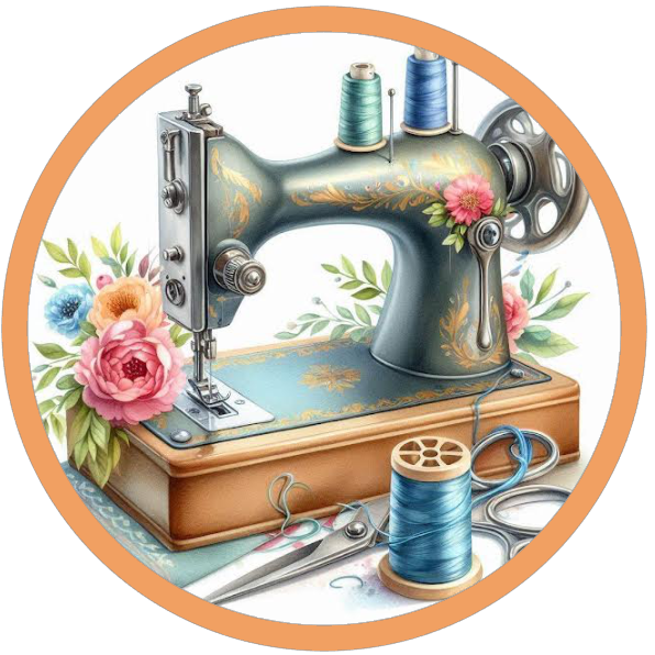 Vintage sewing machine with flowers and thread