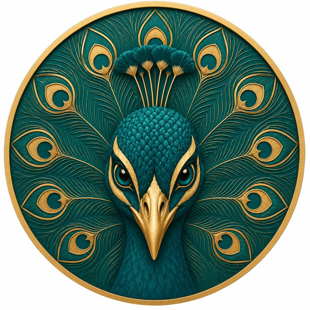 Teal male peacock metal wreath sign by Monkey's Creations