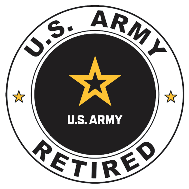 U.S. Army Retired logo with a yellow star 