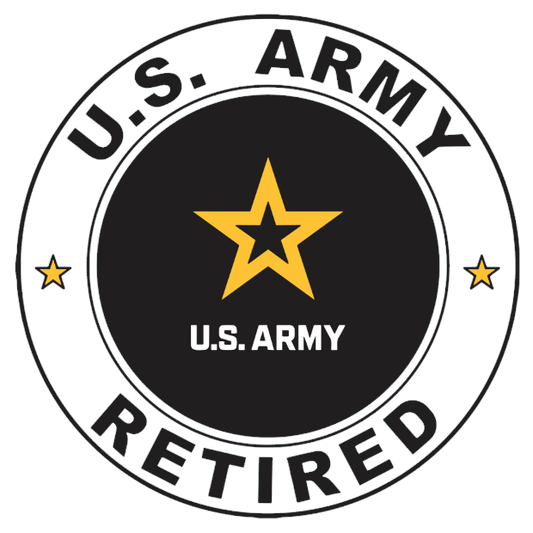 U.S. Army Retired logo with a yellow star 