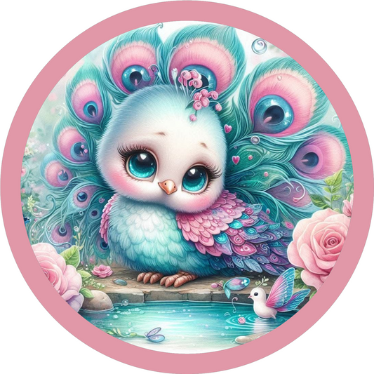 Valentine baby peacock feathers and roses 