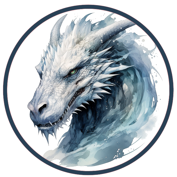 White dragon with watery background