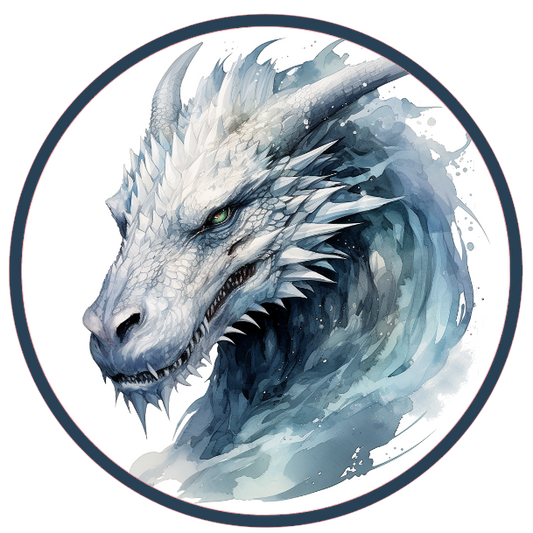 White dragon with watery background
