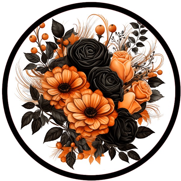 Orange and black flowers 