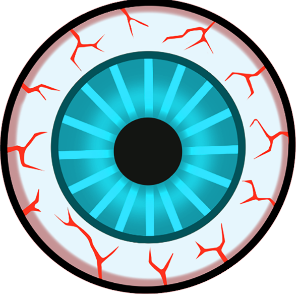 Creepy eye with blue iris and red veins 