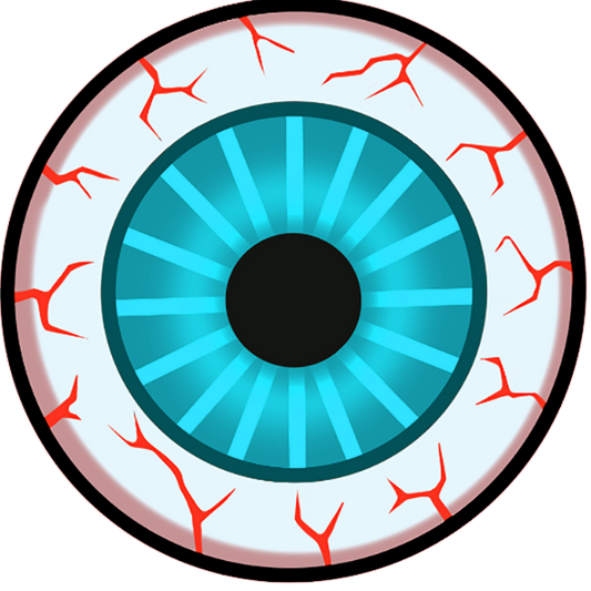 Creepy eye with blue iris and red veins 