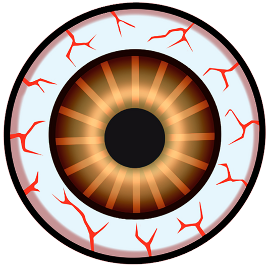 Brown bloodshot eyeball 