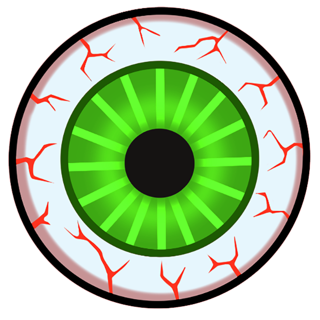 Green eye with red veins 