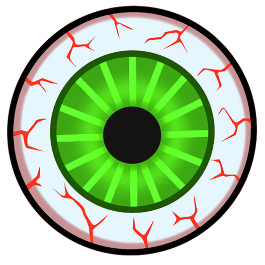 Green eye with red veins 