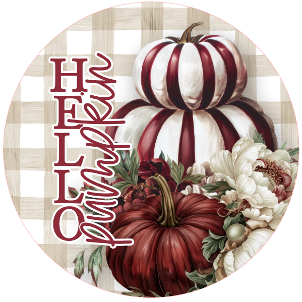 Pumpkins and 'Hello Autumn' text 