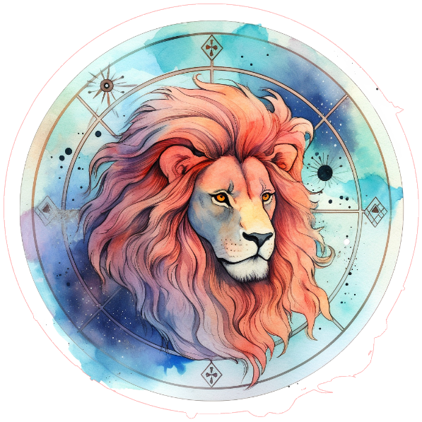 Colorful illustration of a lion's head