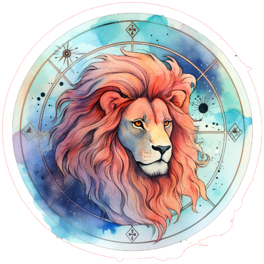 Colorful illustration of a lion's head