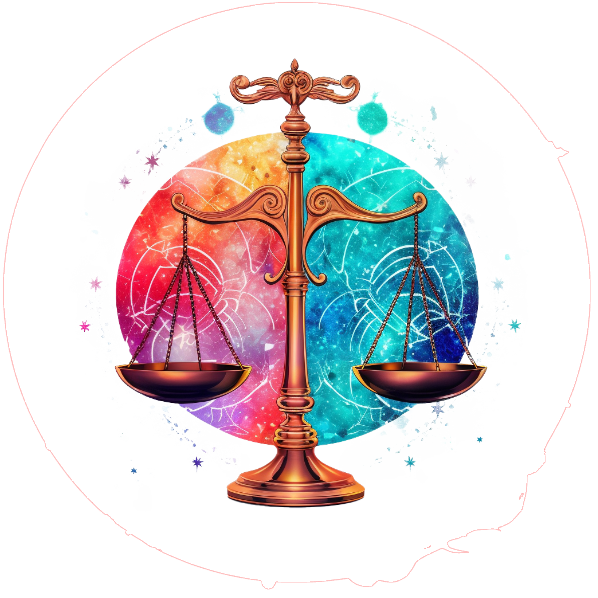 Libra, illustration of a balance scale with a gradient background 