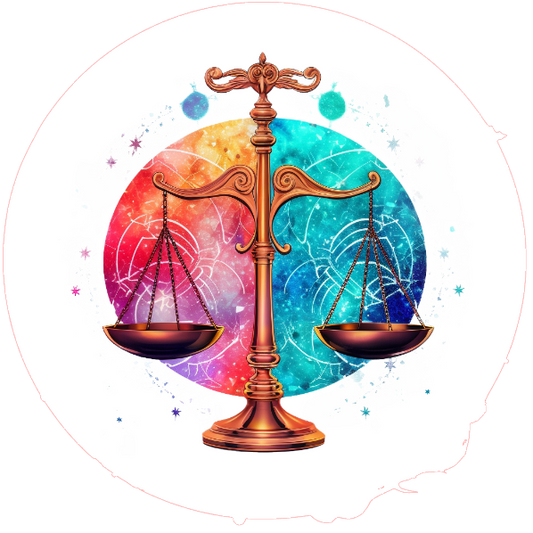 Libra, illustration of a balance scale with a gradient background 