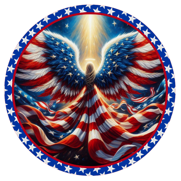 Eagle angel and American flag design 