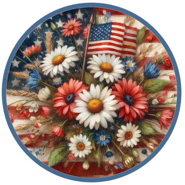 Ffloral design and American flag 