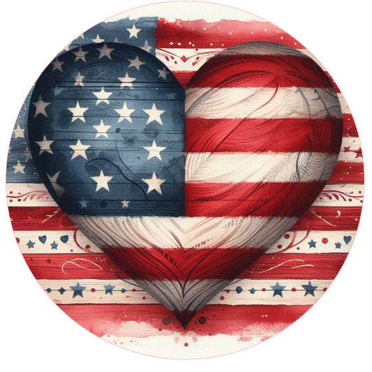 Heart-shaped design with American flag colors 