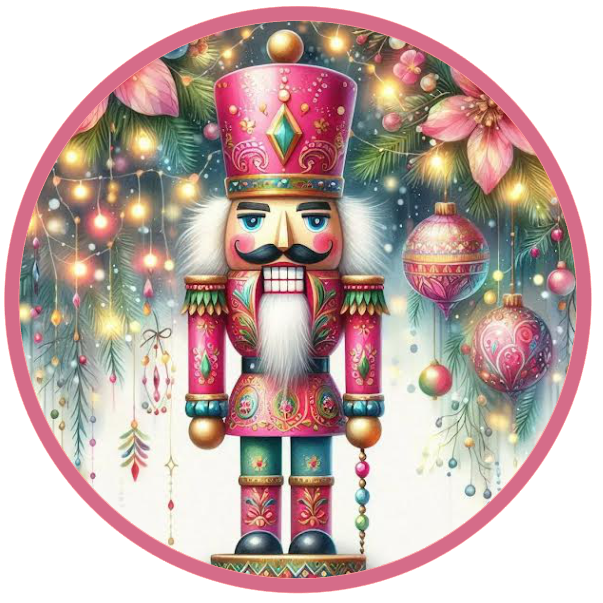  colorful nutcracker design against a festive background.