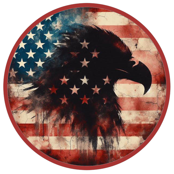 American flag design with an eagle silhouette 