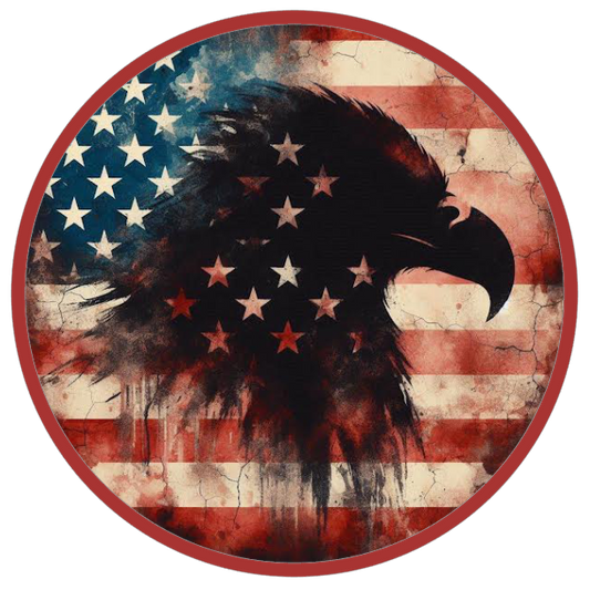 American flag design with an eagle silhouette 
